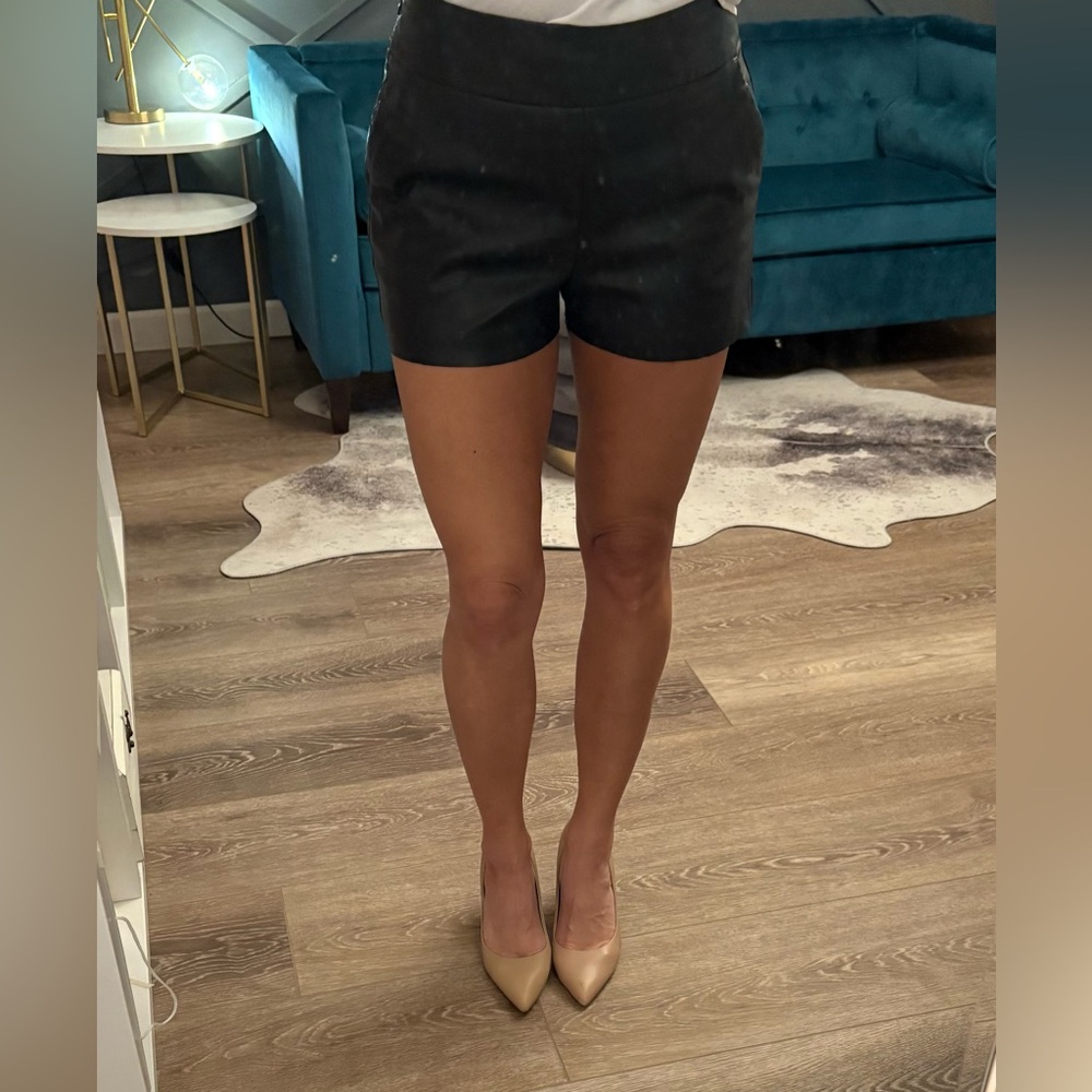 Women's Faux Leather Black Shorts